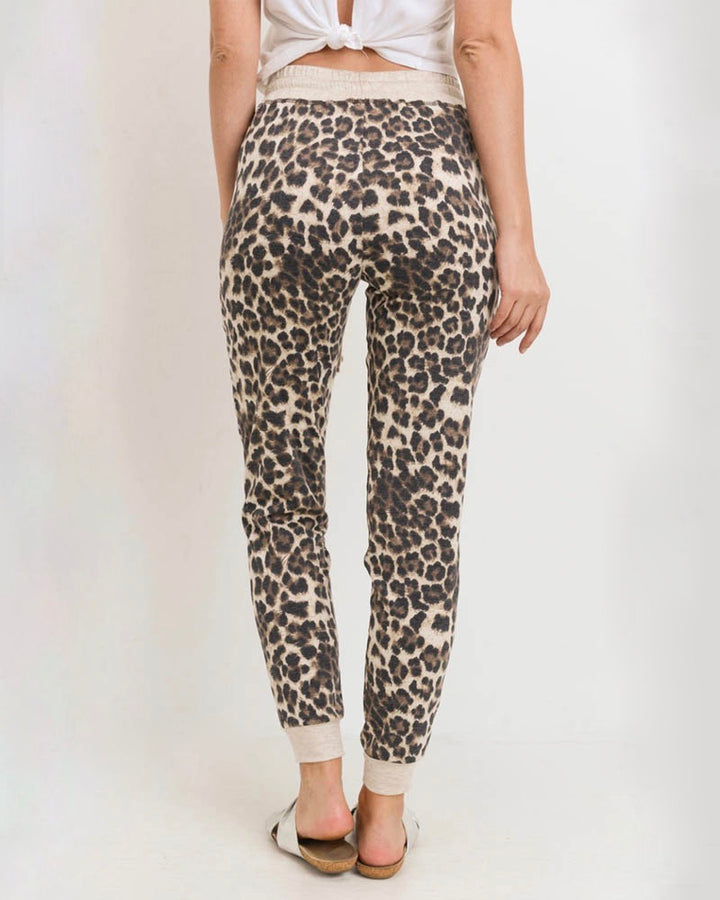 Leopard Print Joggers With Elasticized Drawstring Waist