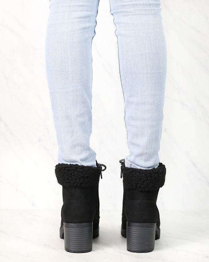 Lace-Up Sweater Cuff Ankle Booties - more colors