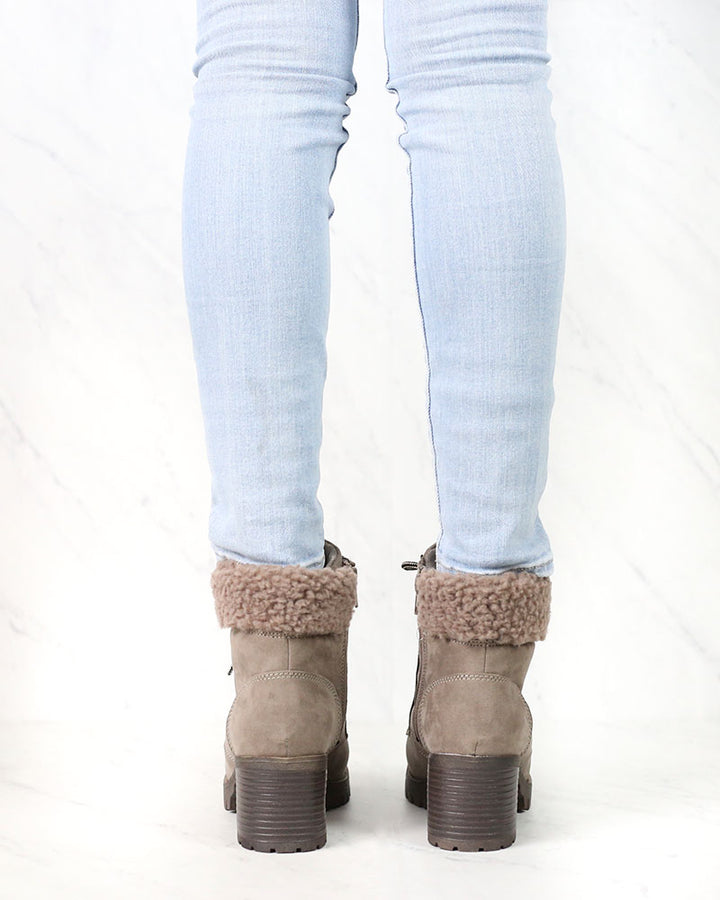 Lace-Up Sweater Cuff Ankle Booties - more colors