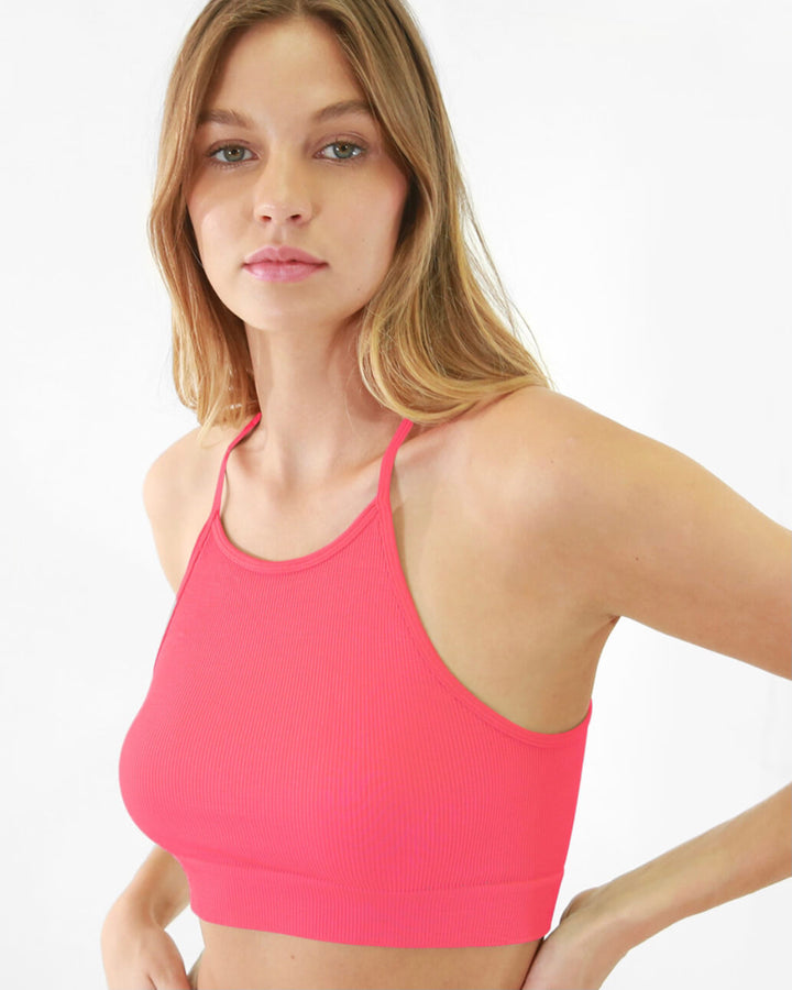 Layla Ribbed Highneck Bra Top in More Color