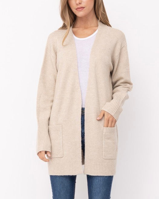 Mossy Style Long Open Front Cardigan in More Colors