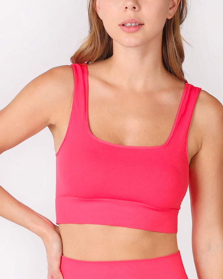 Reya Ribbed Square Neck Crop Top in More Colors