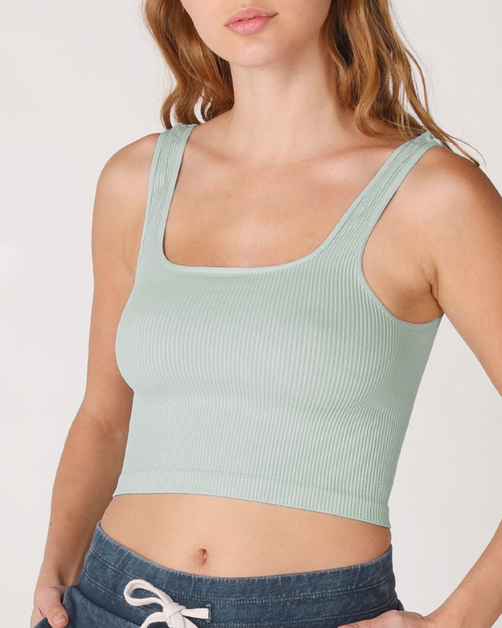 ribbed - crop top - square neck - basics - essentials - aqua haze