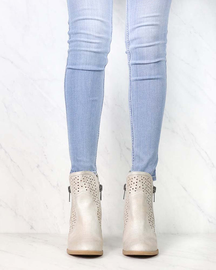 Not Rated - Gretchen Laser Cut Ankle Bootie in Cream