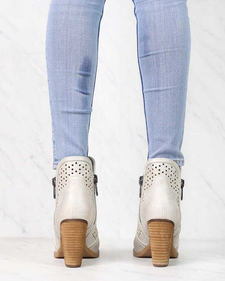 Not Rated - Gretchen Laser Cut Ankle Bootie in Cream