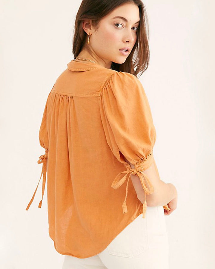 Free People - Safari Babe Woven Top in Peach