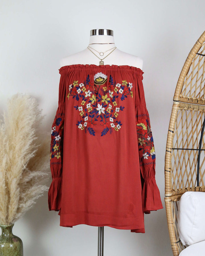 Off the Shoulder Embroidered Dress in More Colors