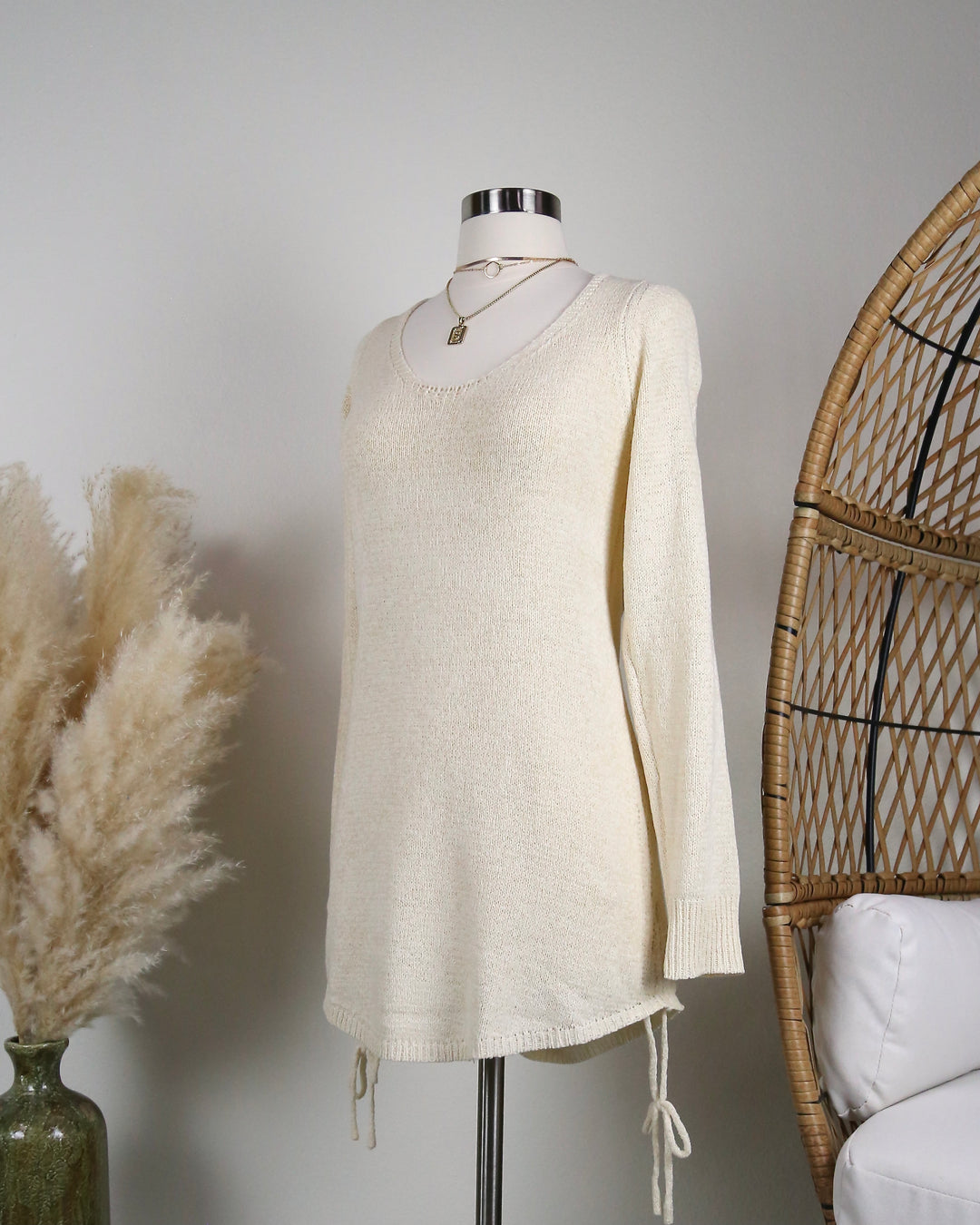 Open Back Knit Sweater Dress with Side Drawstring in More Colors