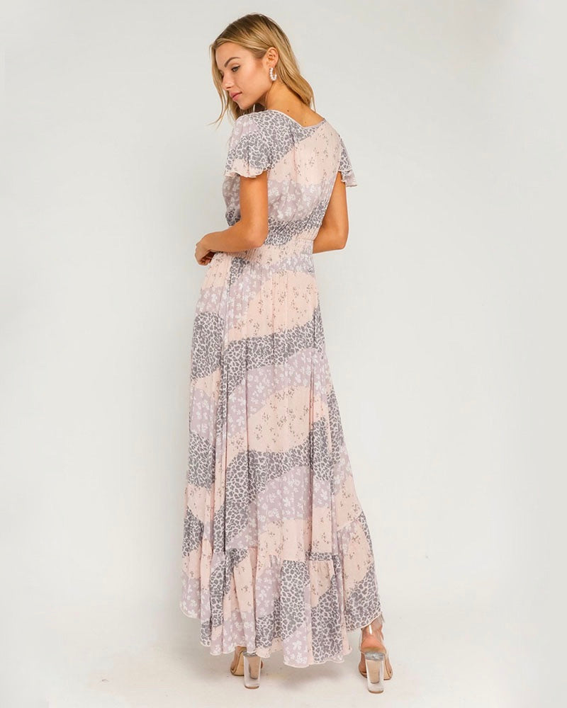 Pastel Border Maxi Dress