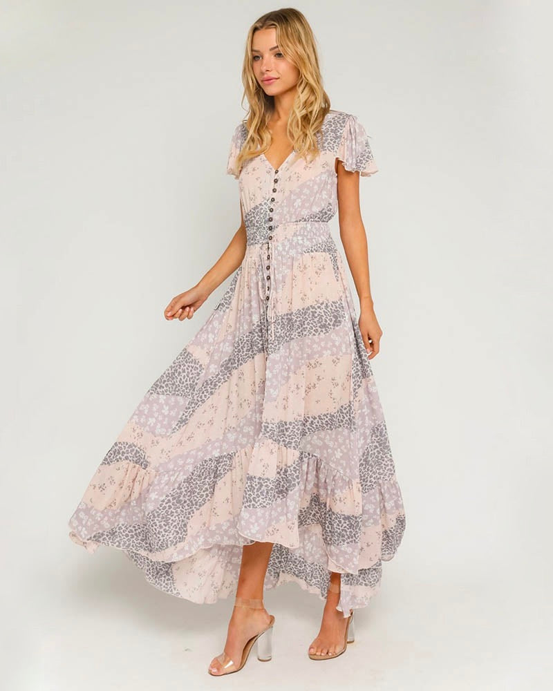 Pastel Border Maxi Dress