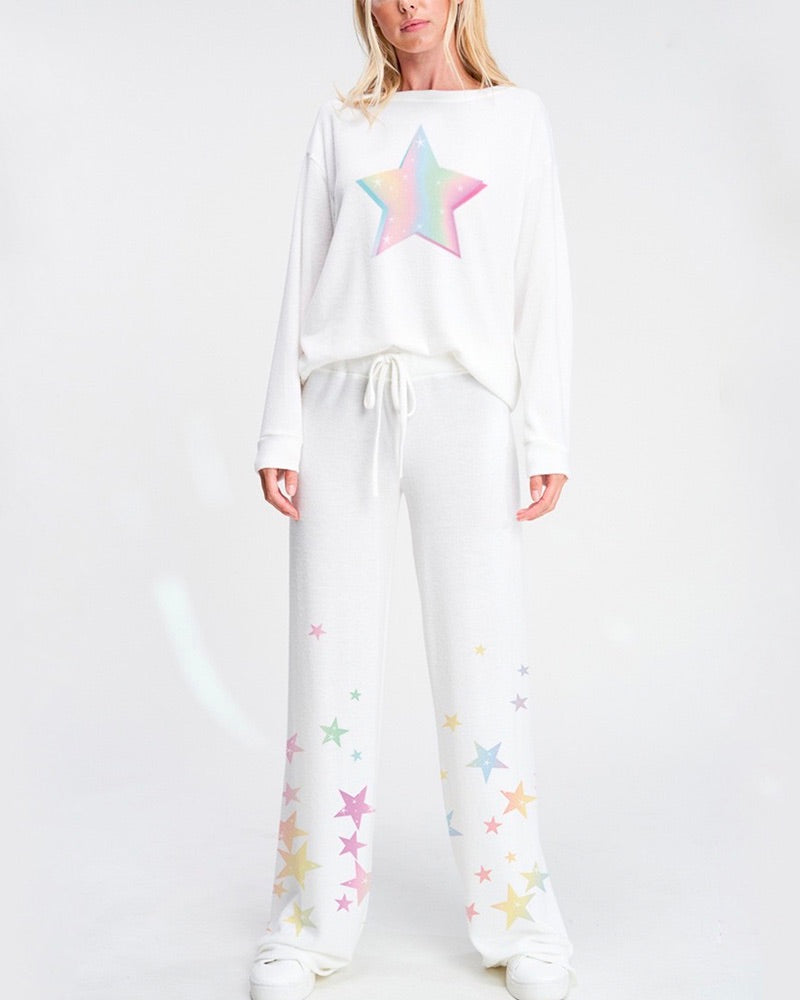 Pastel Star Print Sleep Lounge Wear Set in More Colors