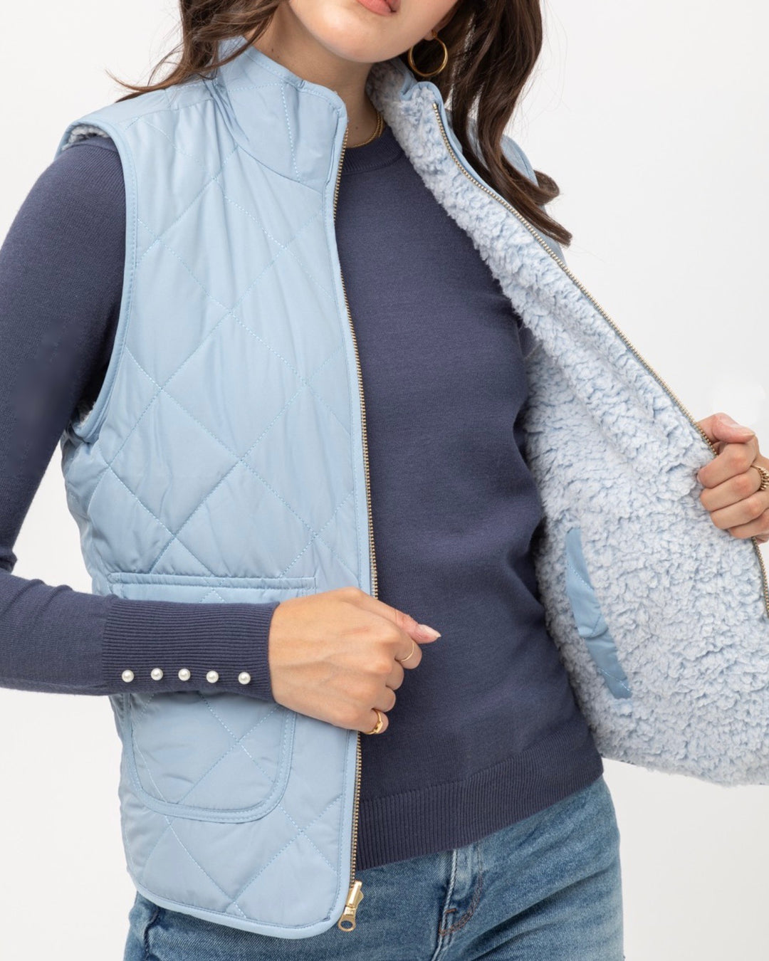 Reversible Quilted Sleeveless Padding Vest in More Colors