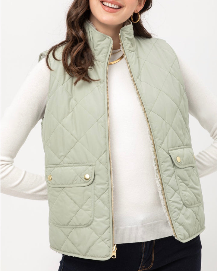 Reversible Quilted Sleeveless Padding Vest in More Colors