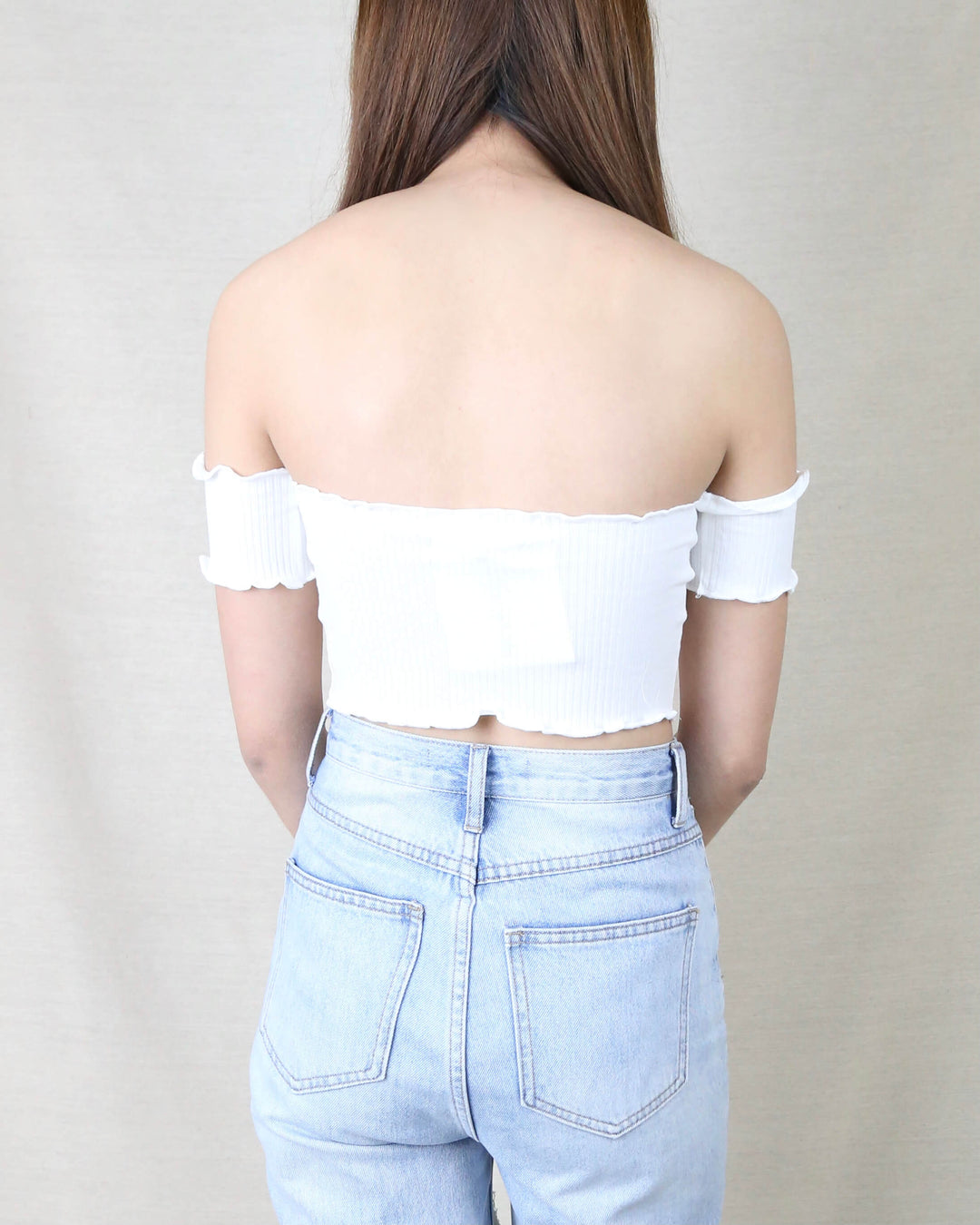 Reverse - Pretty Lady Ribbed Crop Top in White