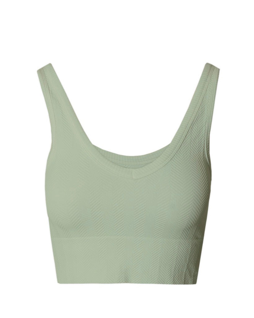 Reversible Ribbed Squareneck Herringbone Crop Top in More Colors