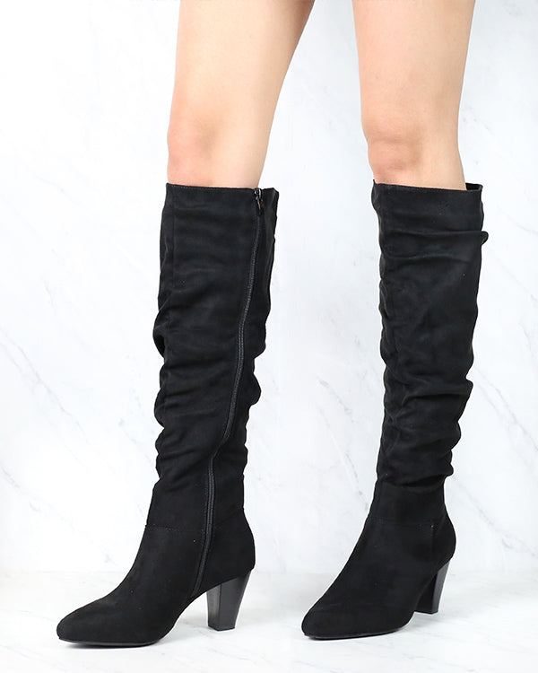 Sassy Scrunched Tall Knee High Boots - More Colors