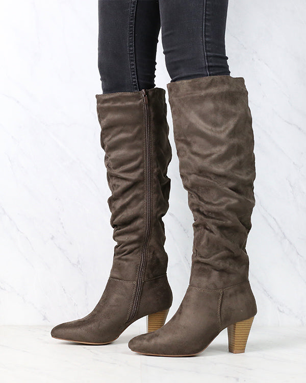 Sassy Scrunched Tall Knee High Boots - More Colors