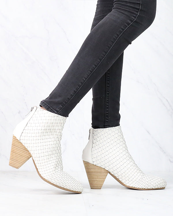 Sbicca - Parkman Woven Leather Booties in White