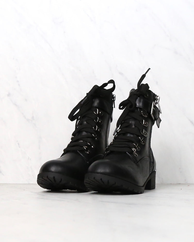 Strappy Lace-Up Boots in Black – Shop Hearts