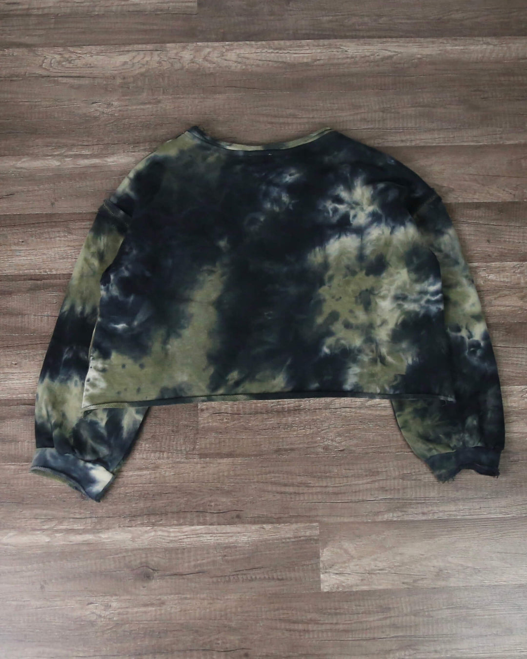 Tie Dye Cropped French Terry Knit Sweatshirt in Rocky Basil Green