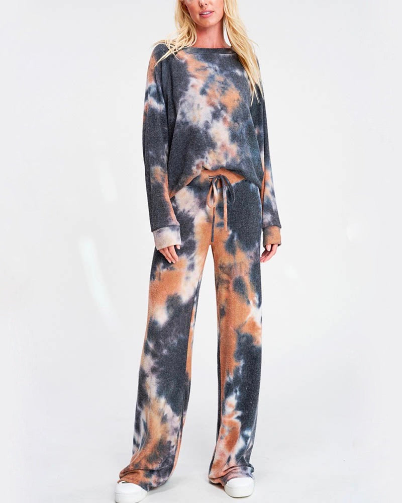 Tie Dye Print Sleep Lounge Wear Set - More Colors