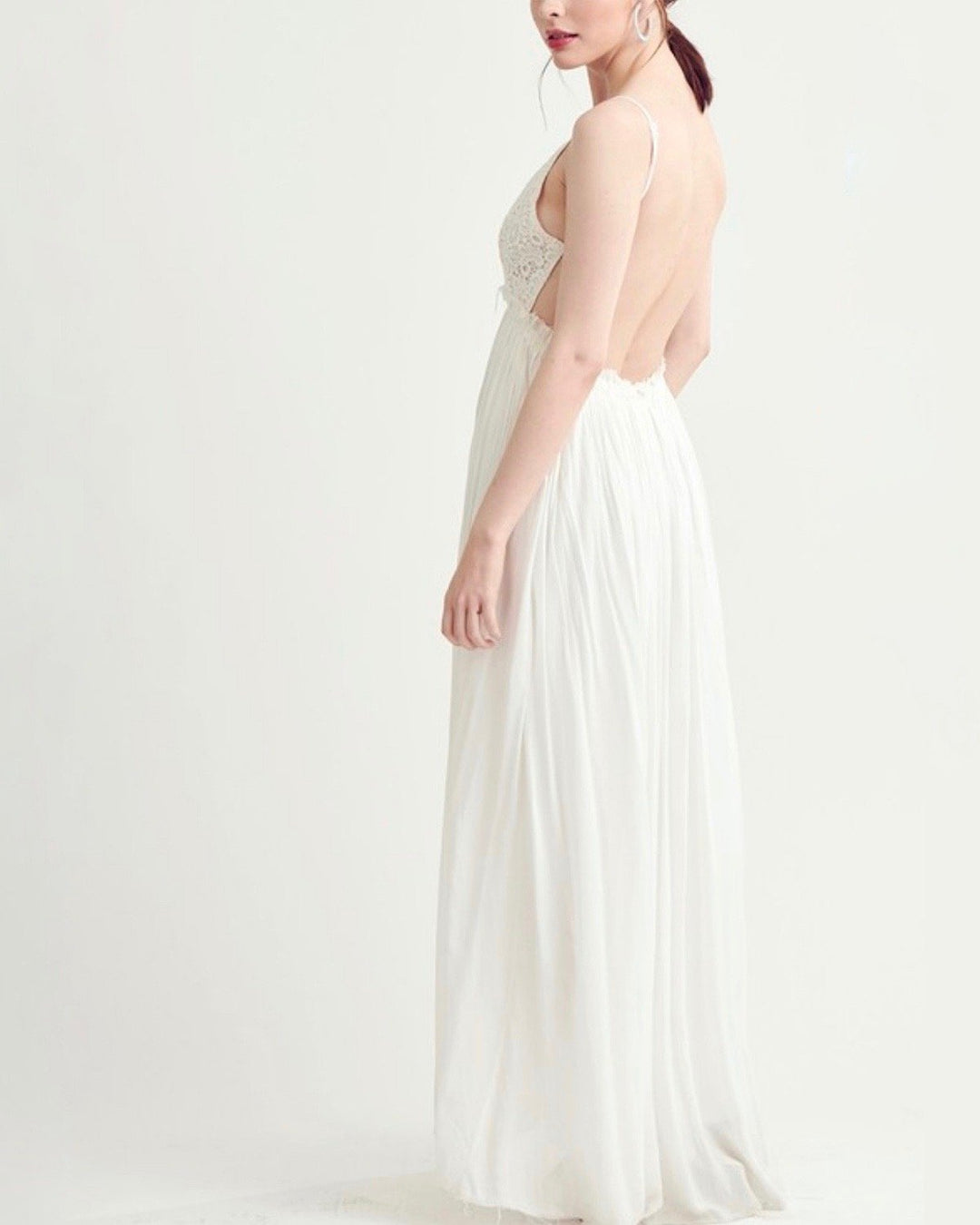 open back crochet maxi dress WHITE