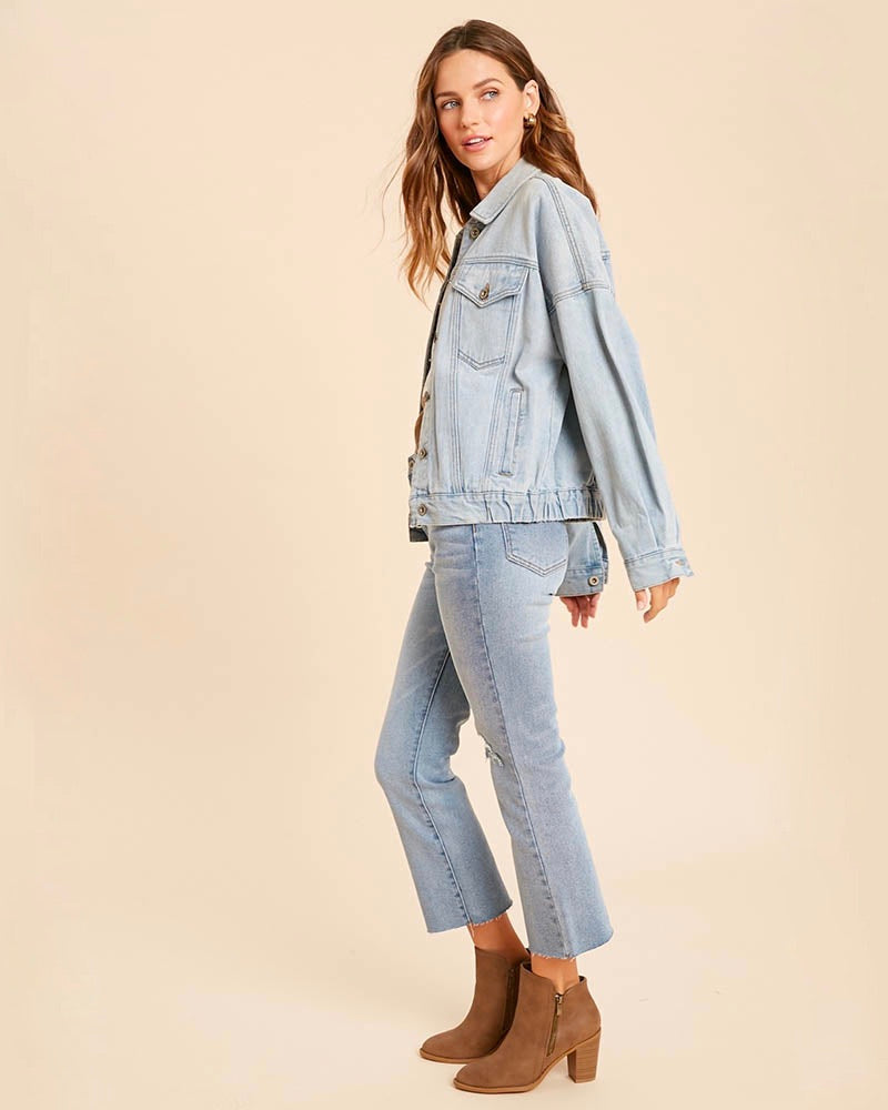 Premium Wash Cotton Denim Jacket in Denim