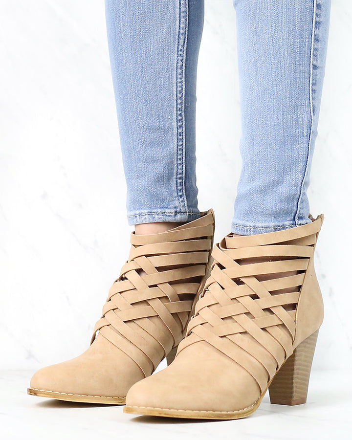 Urban Lights Cut Out Back Zip Chunky Heel Ankle Booties