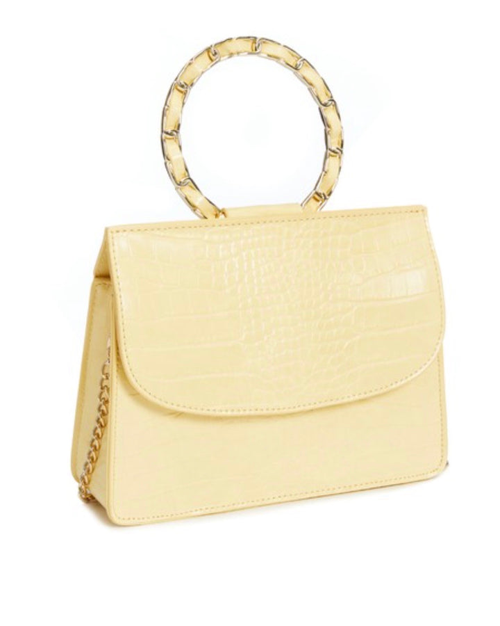 No Apologies Vegan Leather Faux Crocodile Chain Link Top Handle Cross Body Handbag in More Colors