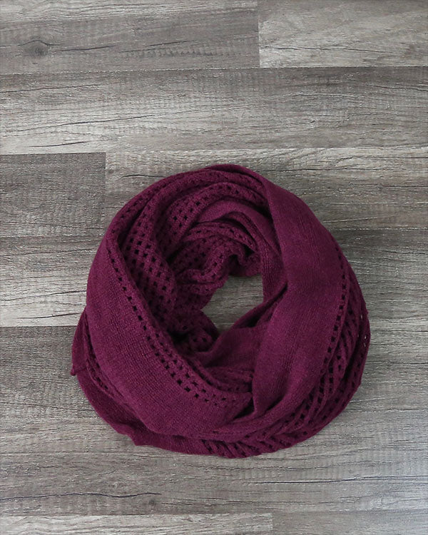 Boho Infinity Grid Scarf in Plum