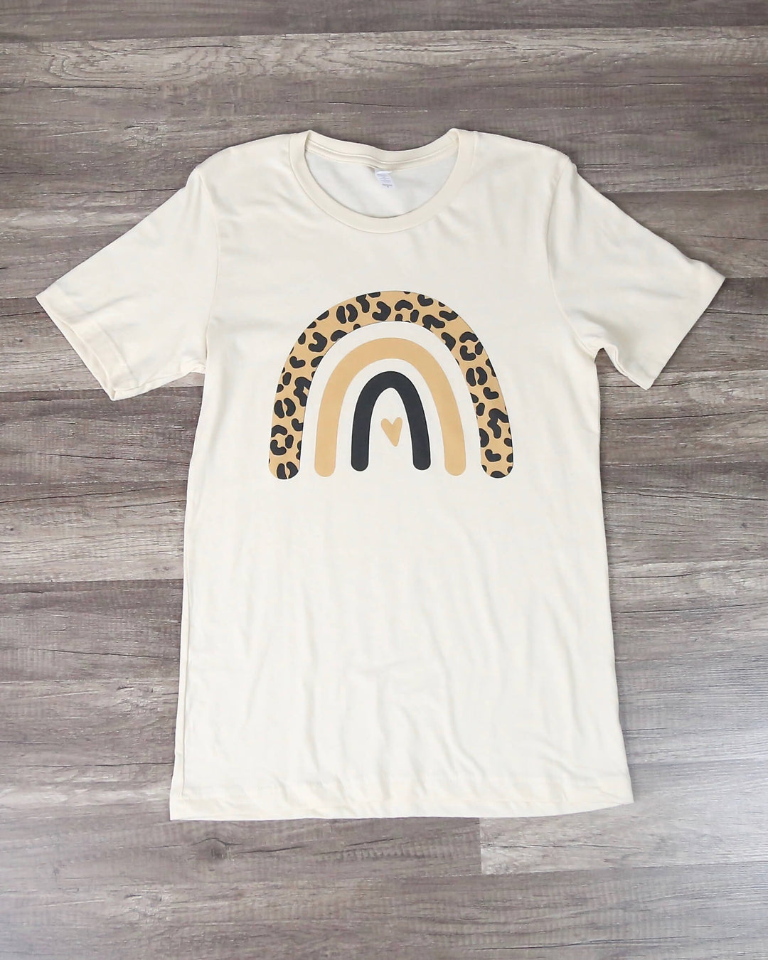 Distracted - Leopard Rainbow Graphic Tee in Cream