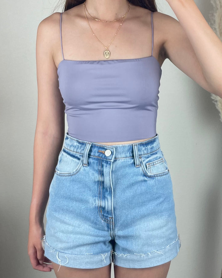 Spaghetti Strap Tank Crop Top in Lavender