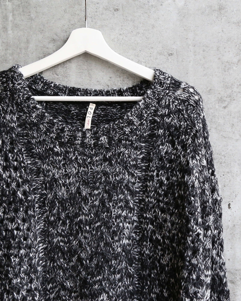Open Knit Sweater with Lace Hem in Marle Charcoal – Shop Hearts